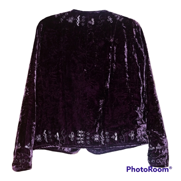 Chico's Plum Velvet Jacket - Picture 3 of 10